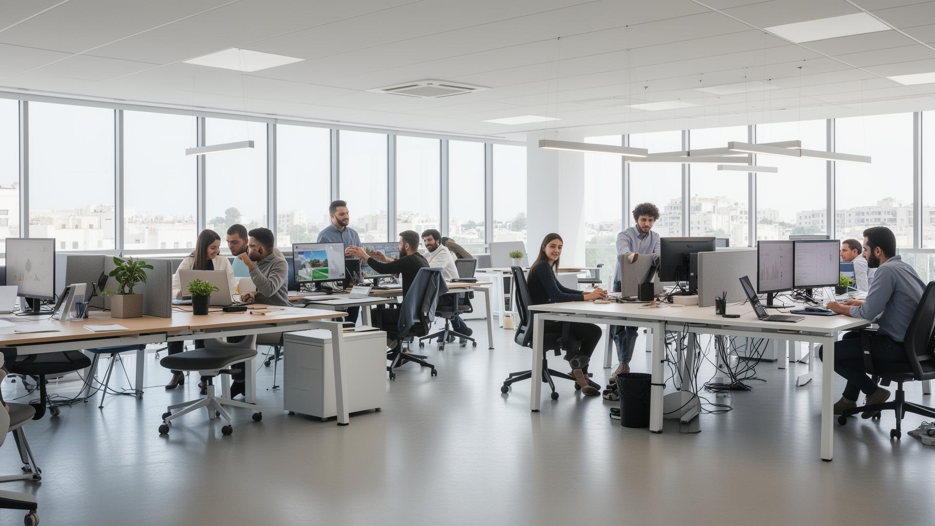 Bureaux modernes CCSAV à Tunis Mutuelleville, espace de travail pour l'externalisation BPO et l'outsourcing francophone en Tunisie
